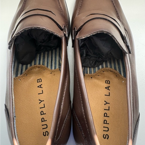 Supply‎ Lab Men\'s Brown Dress Loafer Shoes 10.5 M Slip On Penny Leather NEW